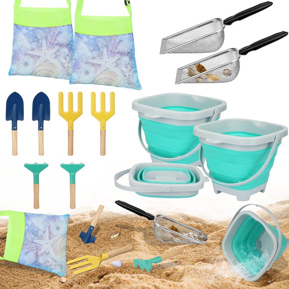 Juego de 12 juguetes de playa Mototo con cubos plegables