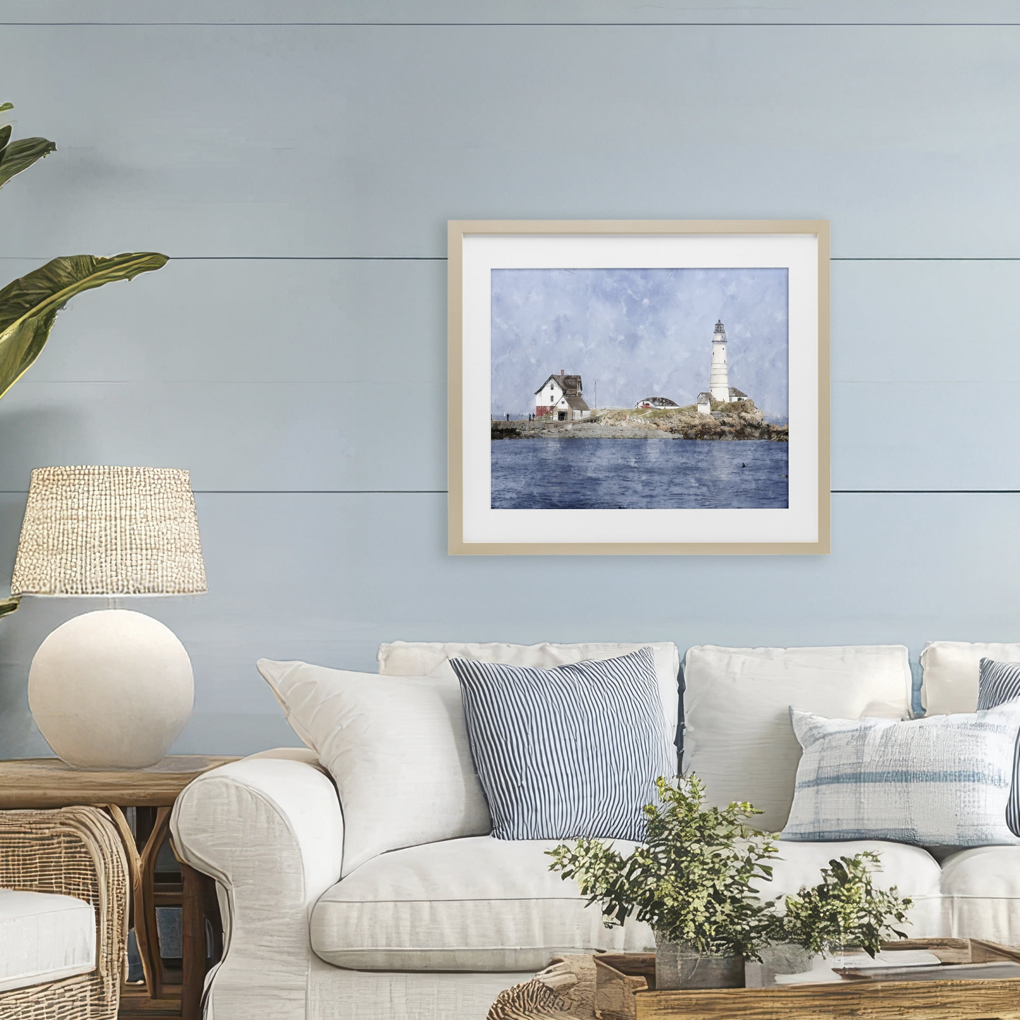 Stupell Industries Picturesque Lighthouse Island Birch Framed Print Under Glass, design by Kim Curinga