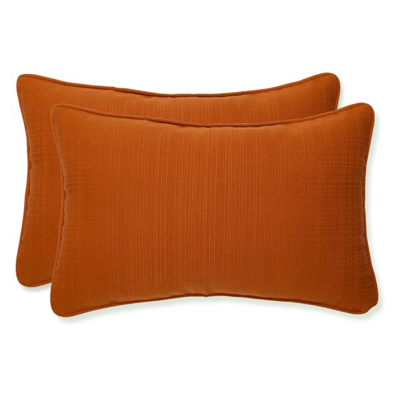 Pillow Perfect 18.5-inch by 11.5-inch Corded Rectangular Outdoor Throw Pillows (Set of 2) - Solid Cinnabar