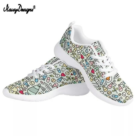 

Noisydesigns 2021 New Style Cartoon Nurse EMT Printed Flat Shoes for Women Spring Autumn Soft Warm Casual Sneaker Light Zapatos