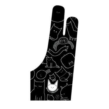 XP PEN Custom Digital Drawing Glove Two Finger Anti-fouling Glove for Graphics Drawing Tablet (Cat PatternUniversal Size)
