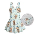 thumbnail image 3 of Xoenoiee Highland Cattle Daisy Flower Pattern Sleeveless Swimsuit for Girls One Piece Swimwear with Skirt Lightweight Bathing Suit Soft Swim Dress for Beach Swimming, 8-9 Years, 3 of 7