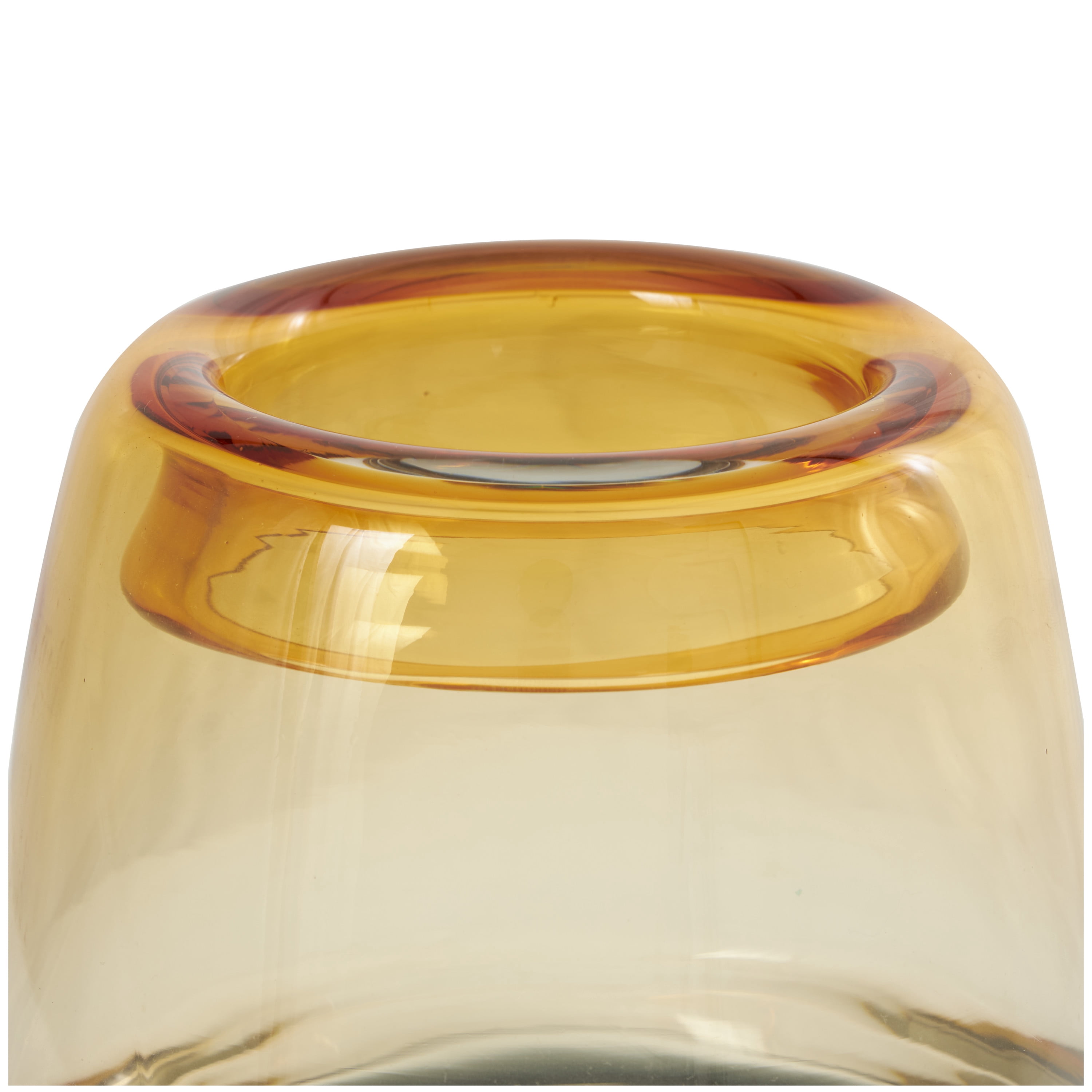 DecMode 9" Handmade Ombre Orange Glass Vase with Gray Base