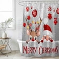 thumbnail image 6 of Christmas Shower Curtain Set - Small 36" x 72" Washable Bathtub Curtain with 12 Hooks, Cute Santa Claus Reindeer Red Xmas Balls Snowy Grey Waterproof Fabric Stall Shower Curtains for Bathroom Décor, 6 of 6