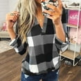 thumbnail image 2 of asdoklhq Long Sleeve T Shirts for Women,Women Casual Cotton Long Sleeve Plaid Shirt Women's Slim Jacket Shirt Top, 2 of 9