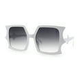 thumbnail image 5 of Womens Bat Wing Oversized Rectangular Plastic Fashion Sunglasses White - Smoke, 5 of 7