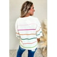 thumbnail image 3 of Comfortable Half Sleeve Drop Shoulder Sweater - Stylish White Stripe Pattern | [ZhiHiMeRi] | (US 4-6)S, 3 of 12