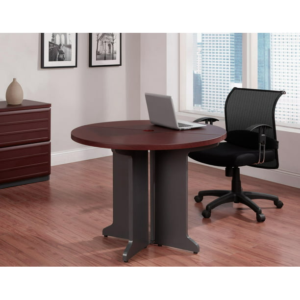 Ameriwood Home Pursuit Round Office, Small Round Office Table With 2 Chairs