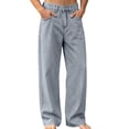 thumbnail image 2 of Fanshiluo Men's Solid Color Wide Leg Jeans, Mid Rise Loose Fit Casual Denim Pants,S,Big and Tall Men, 2 of 7