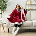 thumbnail image 3 of PAVILIA Sherpa Fleece Wearable Blanket for Adult Women, Cozy Plush Blanket Poncho Cape with Hood, Super Soft Shawl, Angel Wrap Throw for Office, Wine Red, 3 of 9