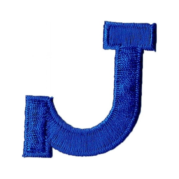 Alphabet Letter - J - Color Royal Blue - 2" Block Style - Iron On Embroidered Applique Patch