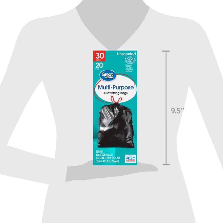 30-Gallon Drawstring Trash Bags, Black, 20 Count photo 7