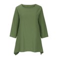 thumbnail image 4 of Summer Oversized T Shirts for Women Casual Loose Cotton Linen Tee Tops Half Sleeve Crewneck Solid Comfy Tunic Blouses, 4 of 7