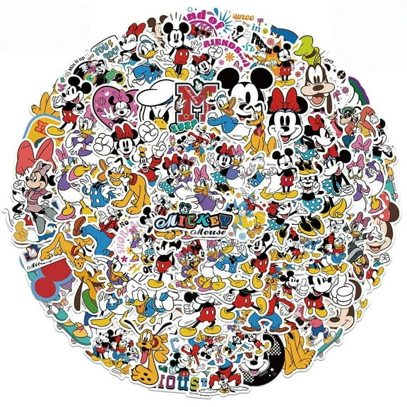Playful Mickey and Minnie 200 Cartoon Anime Sticker Set - Cute Waterproof Vinyl Stickers for Water Bottles, Luggage, Bicycles, Cars, Gifts, Suitable for Kids, Teens, Adults