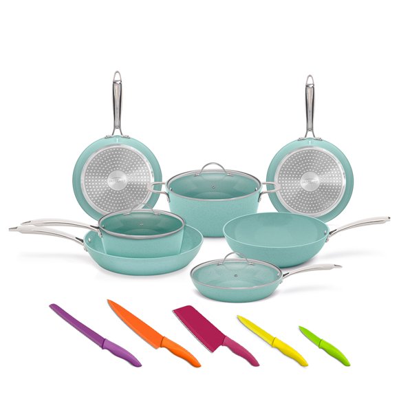 Batería de Cocina Premium Jade Chef 10 PZ CON 5 Cuchillos Profesionales Jade Cook C0192-01