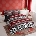 thumbnail image 3 of Erosebridal Red Aztec Bedding Comforter Set, White Black Cheetah Print Queen Bedding Sets, Black Reversible 7pcs, 3 of 6
