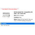 thumbnail image 2 of Pan Gasket Set - Compatible with 2000 - 2011 Volvo S40 2001 2002 2003 2004 2005 2006 2007 2008 2009 2010, 2 of 2