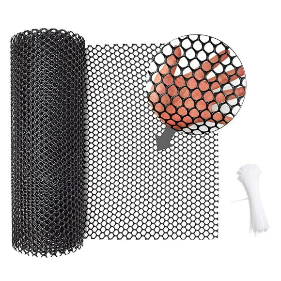 Plastic Chicken Wire Fence Mesh,Fencing Wire for Gardening, Poultry Fencing, Chicken Wire Frame for Floral Netting Black,1 x Poultry Fencing 30 x cable ties,Black