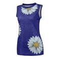 thumbnail image 4 of Débardeur pour Femmes Hauts d'Été Col Rond Imprimé Marguerites Sans Manches T-Shirts Débardeur Blouse Graphique, 4 of 6