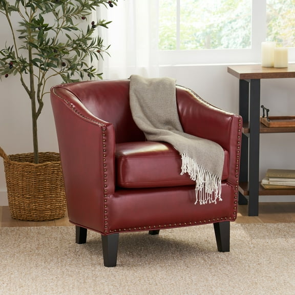 Noble House Houston Red Bonded Leather Club Chair