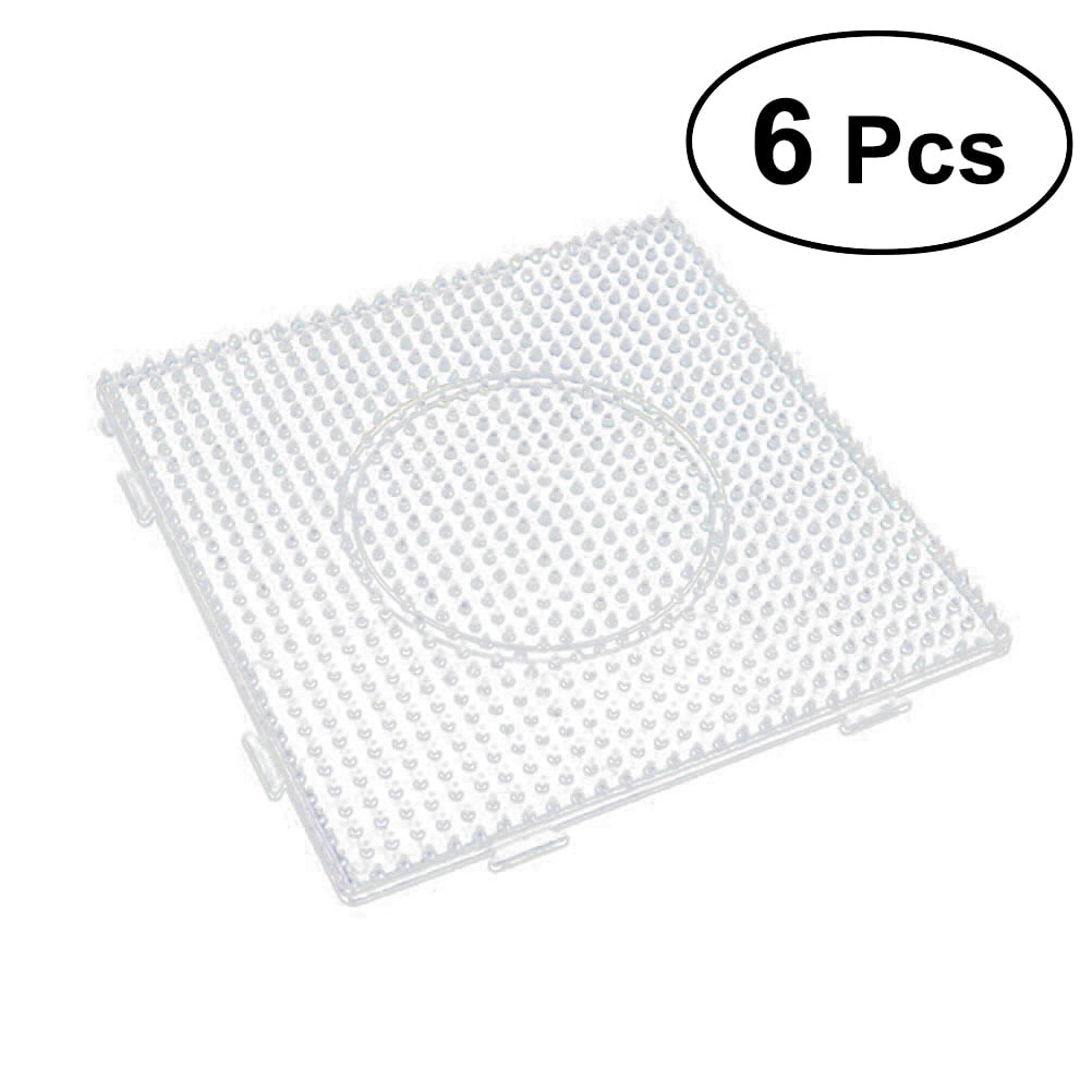 Fuse Beads Boards Plastic PegBoards Kits Large Square Clear 5 mm for Kids Craft Beads 6 Pieces 