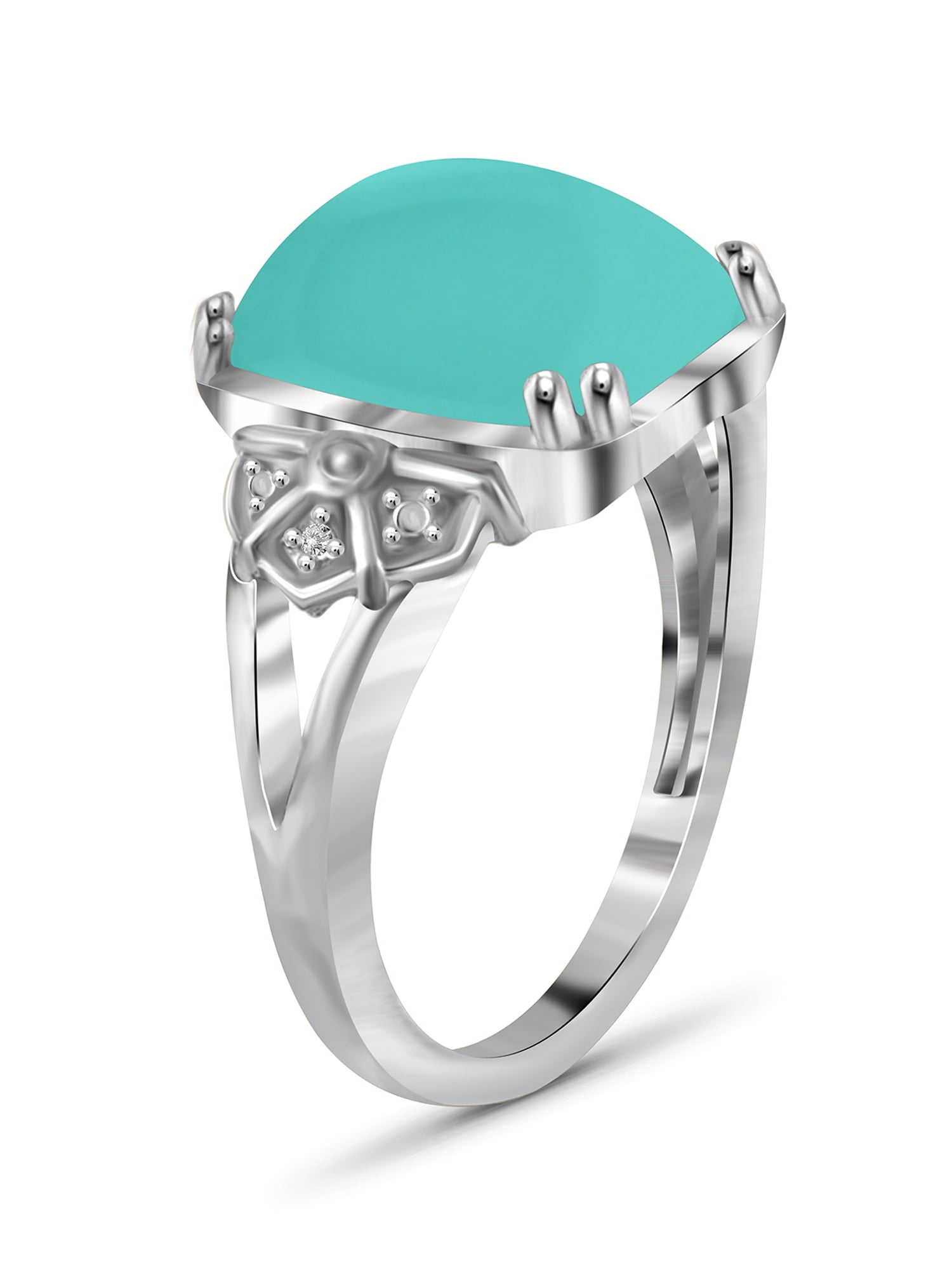 JewelersClub Chalcedony Ring Birthstone Jewelry – 5.00 Carat Chalcedony 0.925 Sterling Silver Ring Jewelry with White Diamond Accent – Gemstone Rings with Hypoallergenic 0.925 Sterling Silver Band