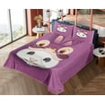 thumbnail image 4 of Ambesonne Emoji Fitted & Top Sheet Set with Sham, Bunny in a Rabbit Hat Funny, Dark Magenta Beige, 4 of 5