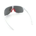 thumbnail image 7 of Oversized Geometric Bevel Cut Mono Shield Wrap Half Rim Sport Sunglasses [White | Blue Mirror], 7 of 7