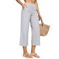thumbnail image 2 of Linen Capris for Women with Pockets Pull on Petite Long Shorts Dressy Casual Cropped Pant Casual Summer Clothes Gray 2XL, 2 of 9