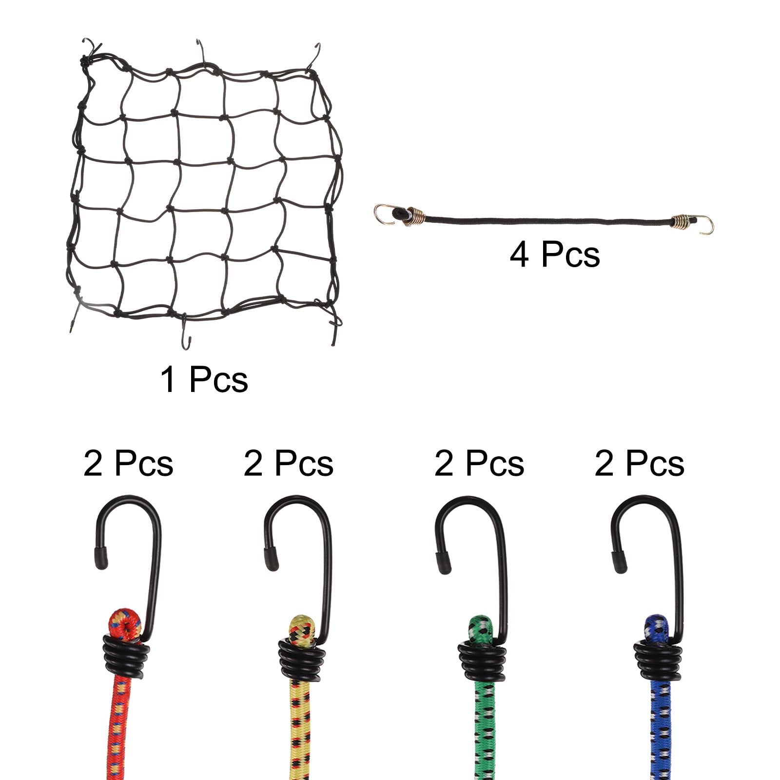 Uxcell 6pcs Bungee Cord with Hooks 39", 31", 23", 16", 10", 15" One Each Rubber Bungee Cords for Outdoor Camping Straps