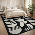 thumbnail image 3 of ODIKA 8'x10' Washable Area Rug Non-Shedding, Easy Care, Black White Geometric Leaf and Stripe Design Elegant Contrast with Abstract Botanical for King Size Bedroom Under Bed, Master Suite, 3 of 7