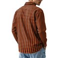 thumbnail image 6 of Button Up Shirt Men Long Sleeve Plaid Shirts Casual Collared Shirt Basic Fit Gingham Top Orange XL, 6 of 6