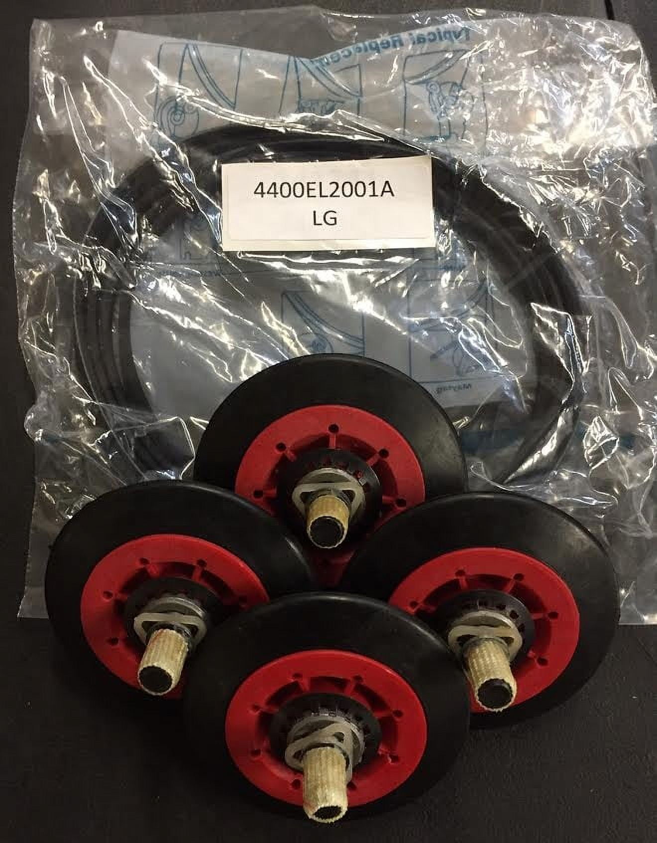 4 Pack Roller Wheels 4581EL2002A And Belt 4400EL2001A Kit Compatible With LG Dryer