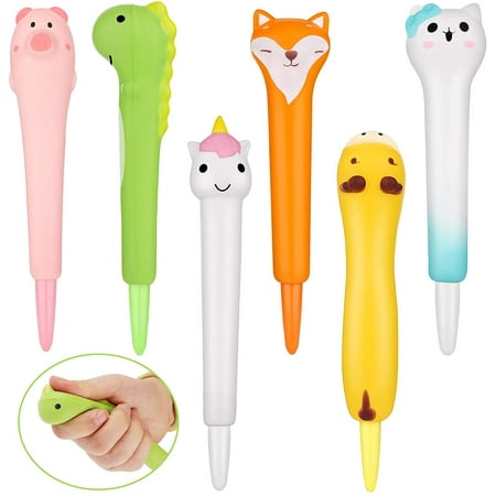 6 Pieces Kawaii Gel Ink Pen Squishy Cute Pens Cute Cartoon Animal Gel ...