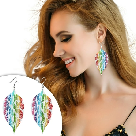 EGNMCR Earrings for Women Vintage Ethnic Style Leaves With Diamond Personality Earrings Leaf Earrings Design Earrings