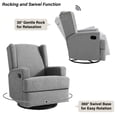 thumbnail image 3 of DREAMSIDEA Recliner Swivel Glider Rocker Nursery Chair for Adults, High Back Upholstered Rocking Armchair for Living Room, Manual Reclining Sofa Lounge Chair with Deep Seat in Fabric - Light Gray, 3 of 6