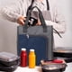 thumbnail image 5 of Bolsa isotérmica de picnic (1 unidad), bolsa nevera plegable de gran capacidad con compartimentos térmicos para comida a domicilio y comidas al aire libre (azul marino)., 5 of 6