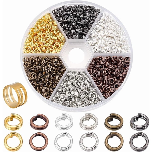 Aproximadamente 1700 piezas de anillos de hierro partidos, anillo de salto de doble bucle, diámetro de 4 mm, alambre de calibre 21, 6 colores para accesorios de joyería.