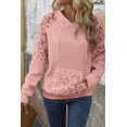thumbnail image 2 of Women's Pink Lace Patchwork Waffle Hoodie – Casual Daily Wear [ZhiHiMeRi] | XL, 2 of 7