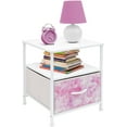 thumbnail image 3 of Sorbus Nightstand 1-Drawer Shelf Storage- Bedside Furniture & Accent End Table Chest for Home, Bedroom, Office, College Dorm, Steel Frame, Wood Top, Easy Pull Fabric Bins (Pink), 3 of 6