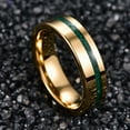 thumbnail image 4 of Men's 6mm Gold Tungsten Wedding Bands with Inlaid Crushed Green Created-Opal Size 6-12, 4 of 5