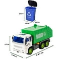 thumbnail image 3 of TRARIND Garbage Truck Toys Trash Truck Recycle Truck with 4 Garbage Cans, Friction Powered Truck with Garbage Illustrated Flash Cards Push and Go Pull Back Car Birthday Christmas Gift for Boys Kids, 3 of 6
