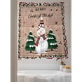 thumbnail image 3 of Christmas Snowman Sheer Curtains 72 Inch Long 2 Panels, Winter Pine Trees Xmas Snow Wood Grain Light Filtering Rod Pocket Semi Sheer Curtains, Sheer Voile Drapes for Living Room Bedroom, 52"x72", 3 of 5