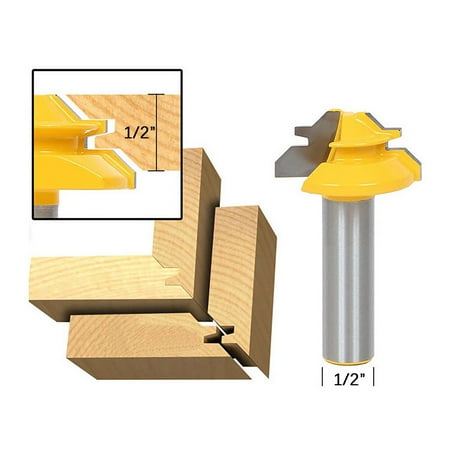 

lulshou 45Degree Lock Miter Router Bit Woodwork Tenon Cutter Tool W/1/2 1/4Inch Shank