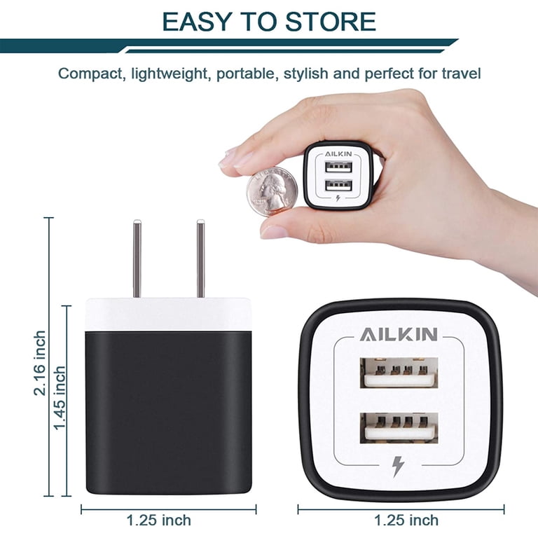 Ailkin 2.1A Dual Port USB Wall Charger Block photo 2