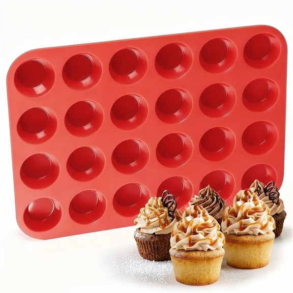 NOGIS Silicone Mini Muffin Pans Nonstick 24 Cup- Silicone Mini Cupcake Pans, Mini Muffin , Silicone Baking Molds for Homemade Muffins, Cupcakes, Tarts and Keto Bombs