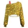 thumbnail image 7 of UQJfacai Womens Off Shoulder Sweatshirt Drop Shoulder Oversized Long Sleeve Cropped Pullover Top Glitter Print Patchwork Sweater S-2XL, 7 of 7