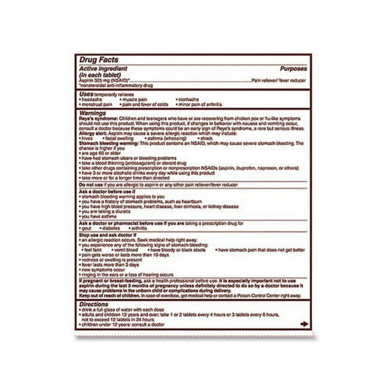 Aspirin Tablets, Two-Pack, 50 Packs/Box Aspirin Tablets, Two-Pack, 50 Packs/Box