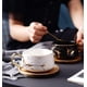 thumbnail image 4 of Tazas de capuchino con platillo, tazas de espresso de 300 ml de porcelana para té, café y capuchino, tazas de café con disco de madera - blanco, 4 of 4