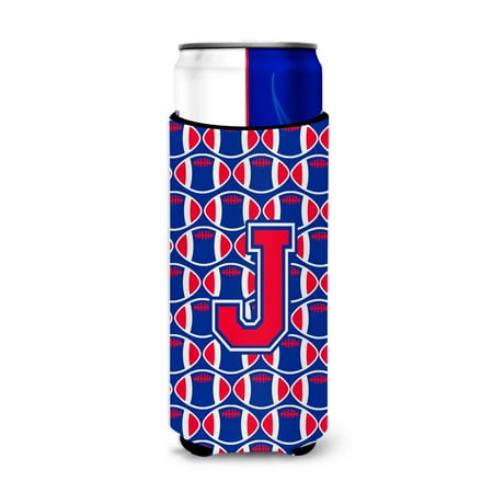 

Carolines Treasures CJ1076-JMUK Letter J Football Crimson and Yale Blue Ultra Beverage Insulators for slim cans Slim